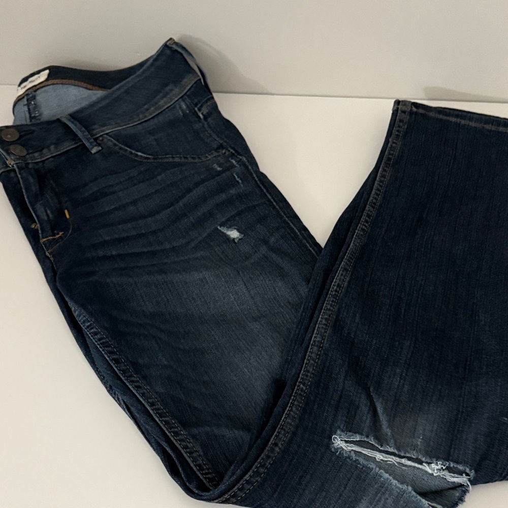 Hudson Jeans Dark Distressed Blue Straight Leg Women Jeans